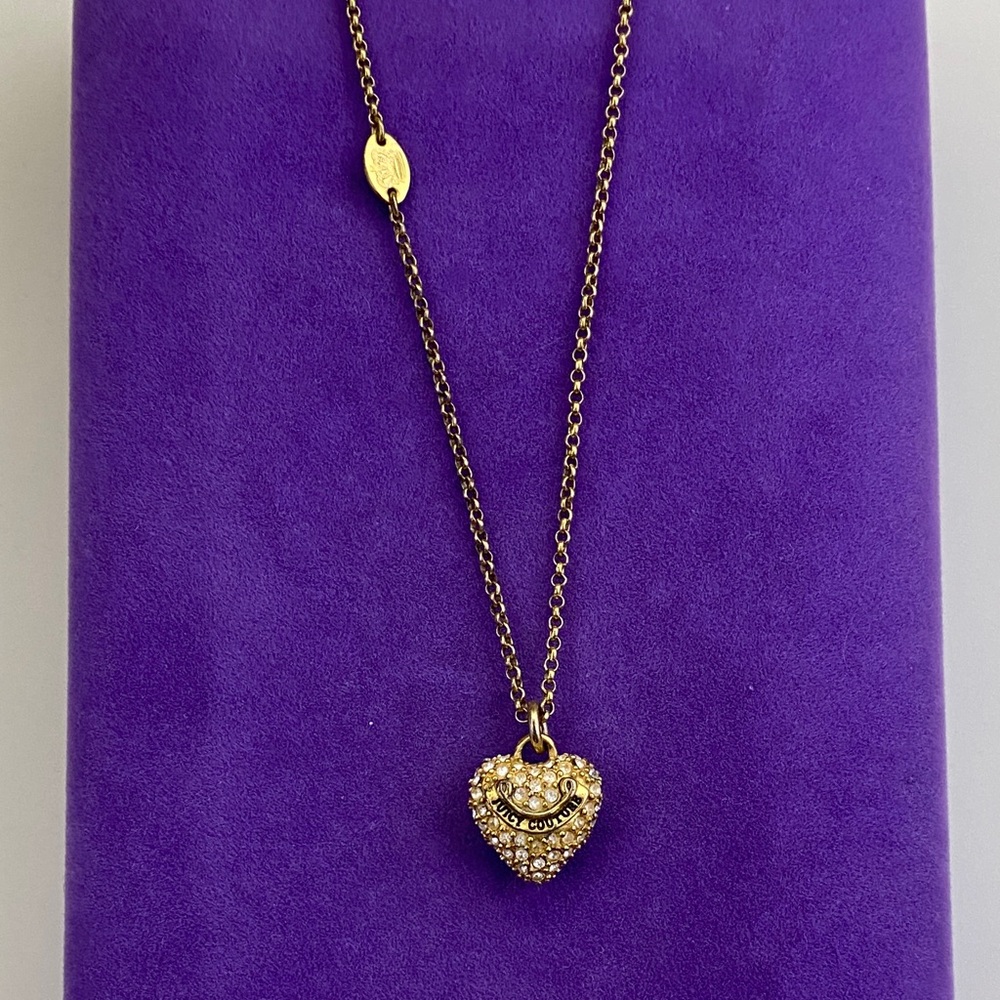 💛 Y2K Juicy Couture Gold Plated Crystal Heart Necklace
